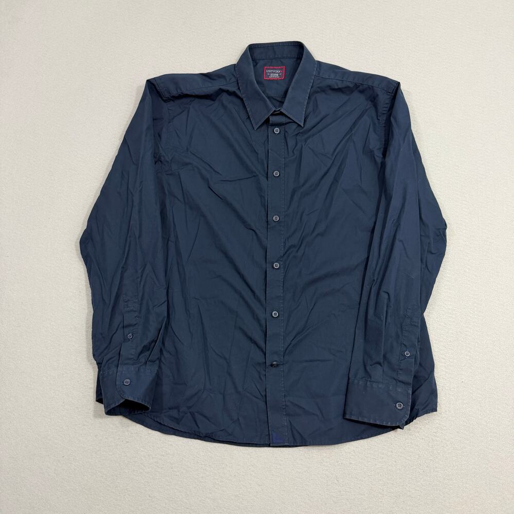 Untuckit Shirt Men's 2XL XXL Blue Button Up Long Sleeve Cotton Preppy Office